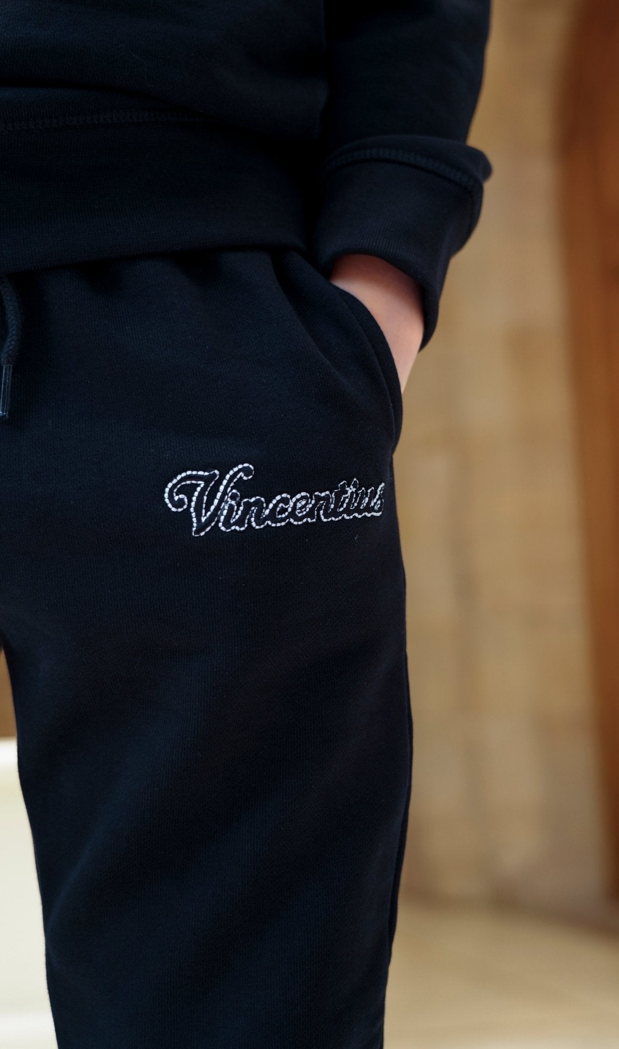 Boy's Loopback Script Crew Neck Tracksuit - Navy - Vincentius