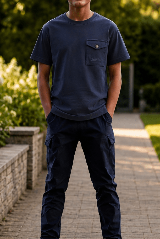 Boy's Luxury Pocket Logo T-Shirt - Navy - Vincentius