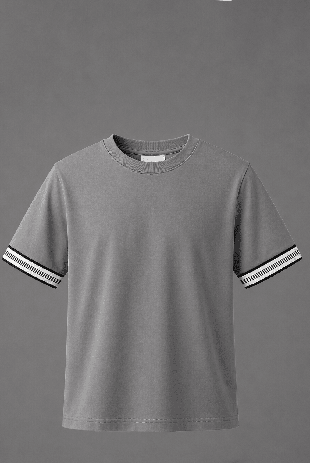 Boys Ribbed Cuff Ice Grey T Shirt - Vincentius
