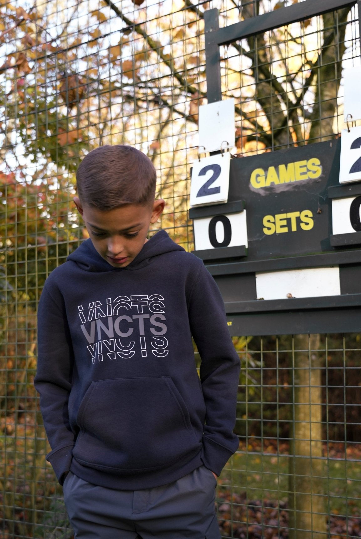 Boy's Rolling Letters Luxe Hoodie - Navy - Vincentius