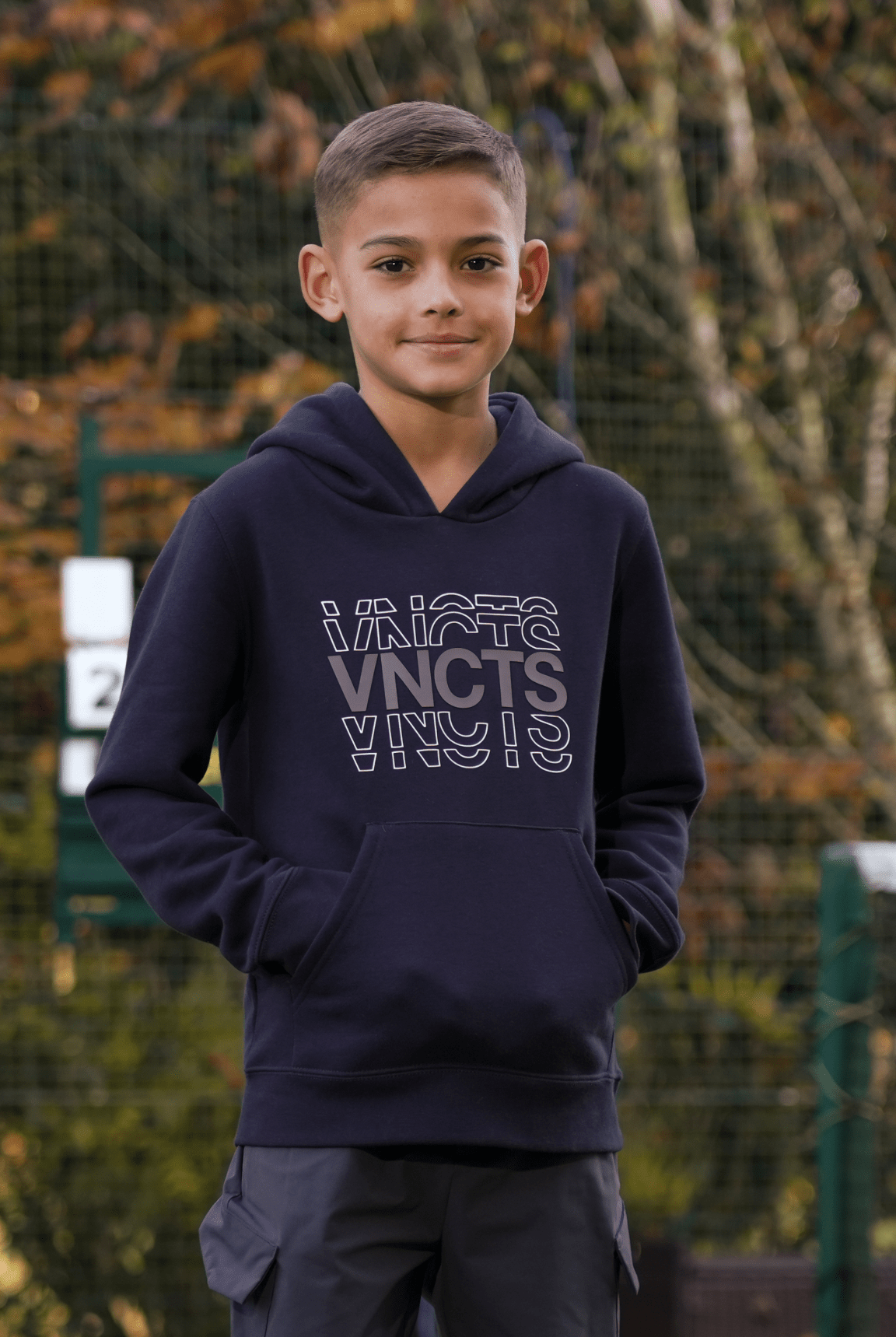 Boy's Rolling Letters Luxe Hoodie - Navy - Vincentius