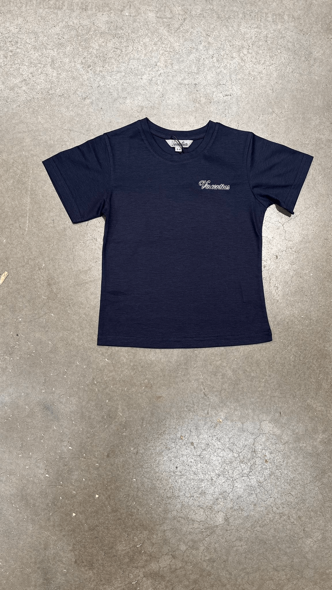 Boys Script T-Shirt - Navy - Vincentius
