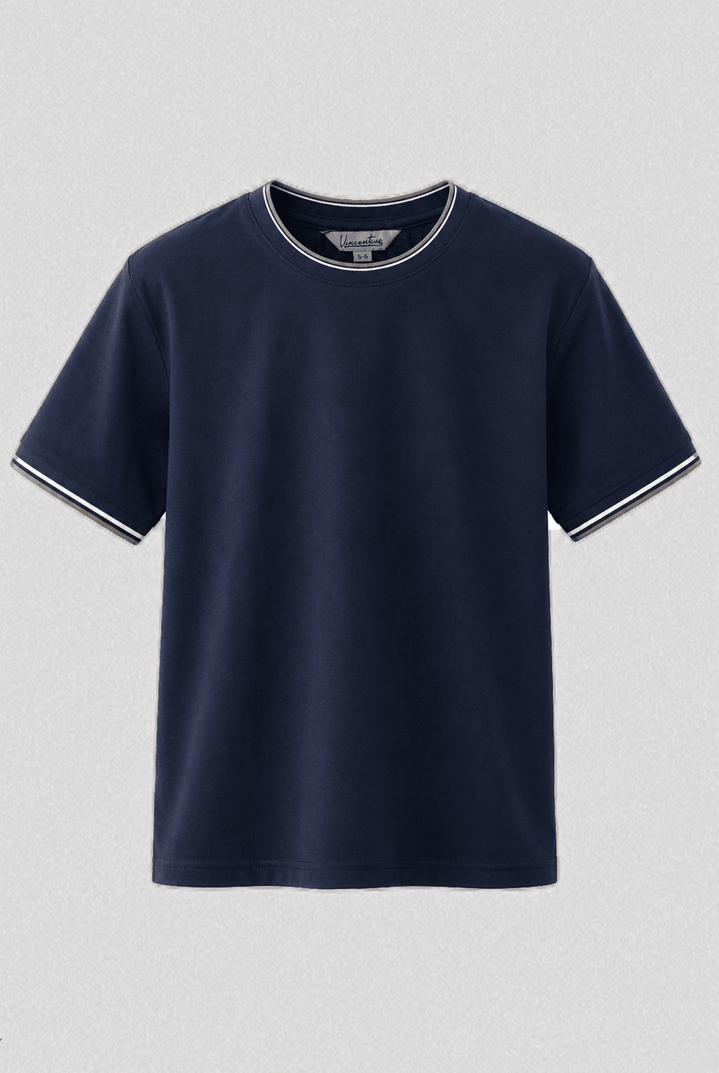 Boy's Striped Cuff T-Shirt - Navy - Vincentius