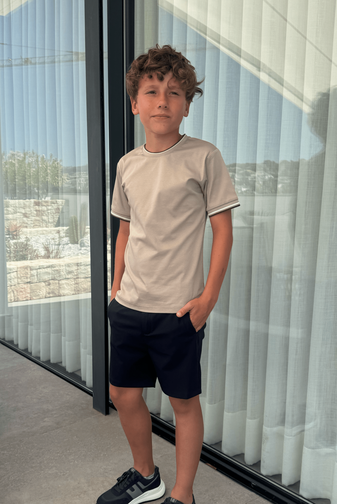 Boy's Striped Cuff T-Shirt - Sand - Vincentius