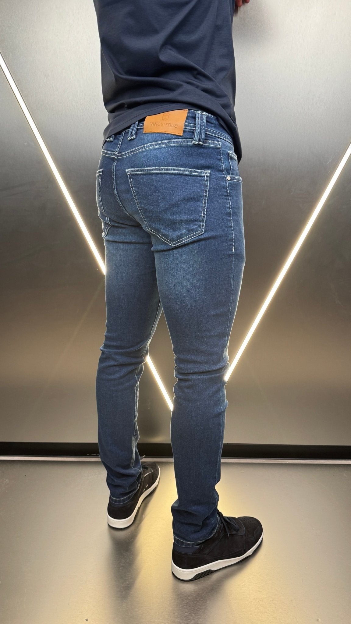 Classic Edition Tailored Fit Jean - Mid Blue/White - Vincentius