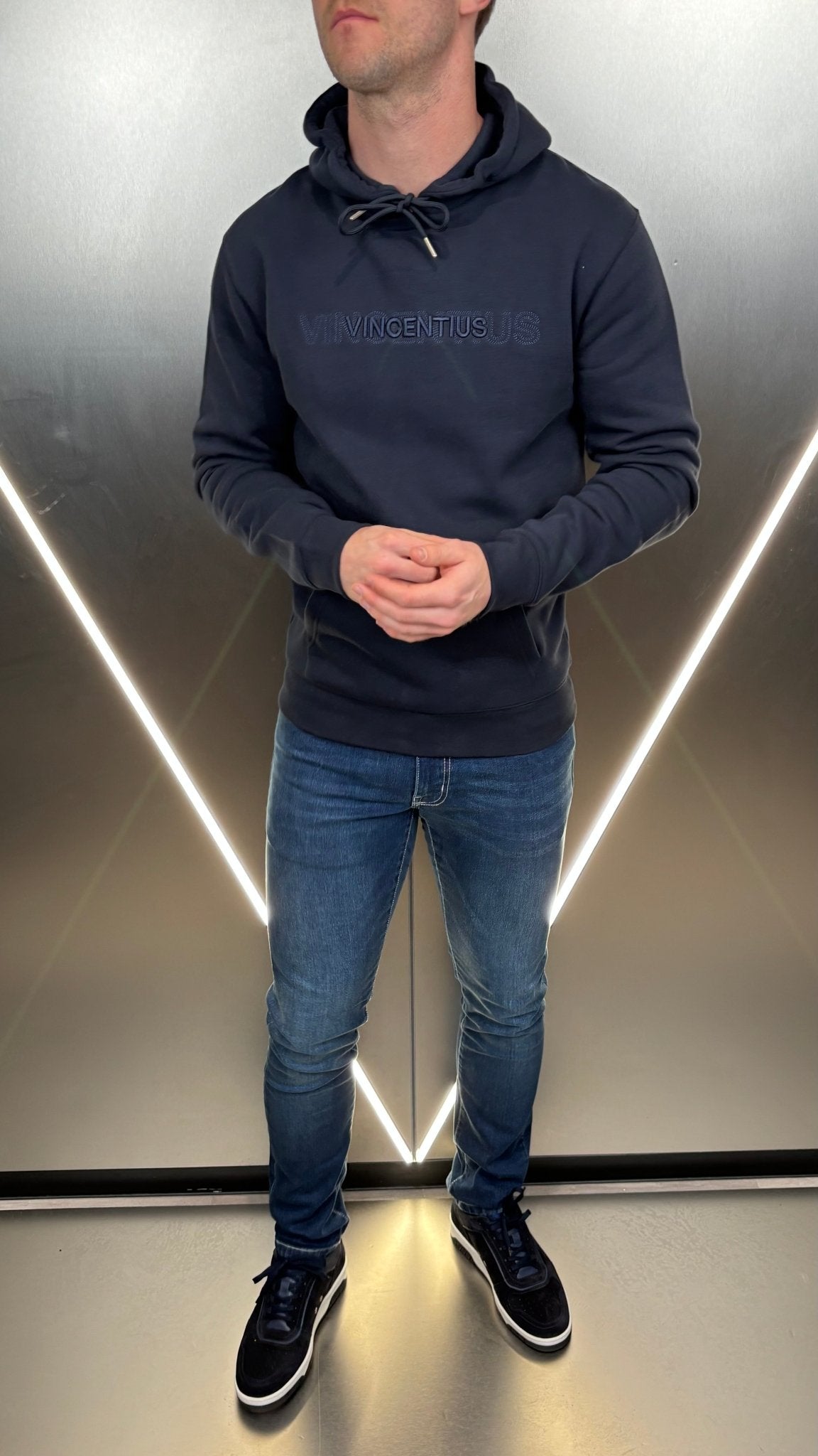 Double Embroidery Luxe Hoodie - Navy - Vincentius