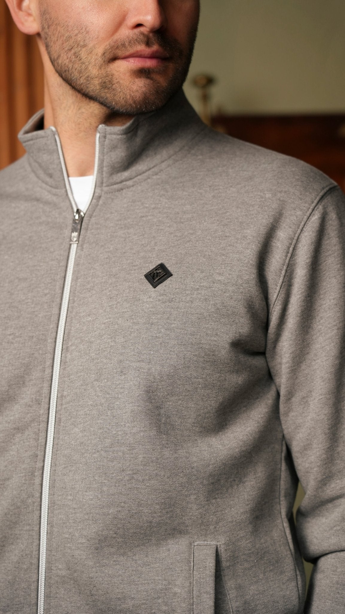 Loopback Zip Through Jacket - Grey Marl - Vincentius