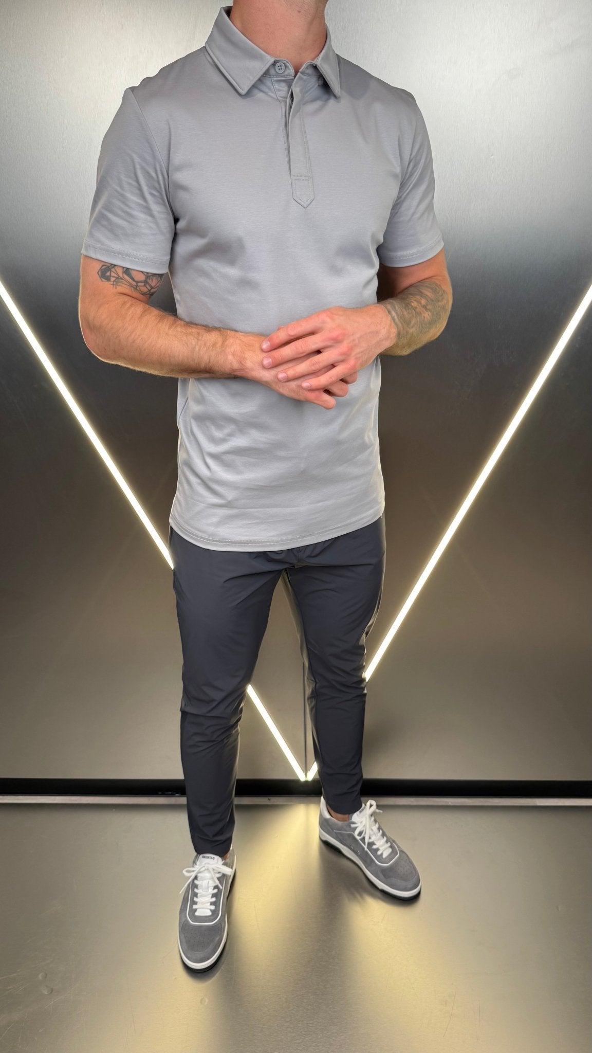 Luxury Mercerised Ice Grey Polo T Shirt - Vincentius
