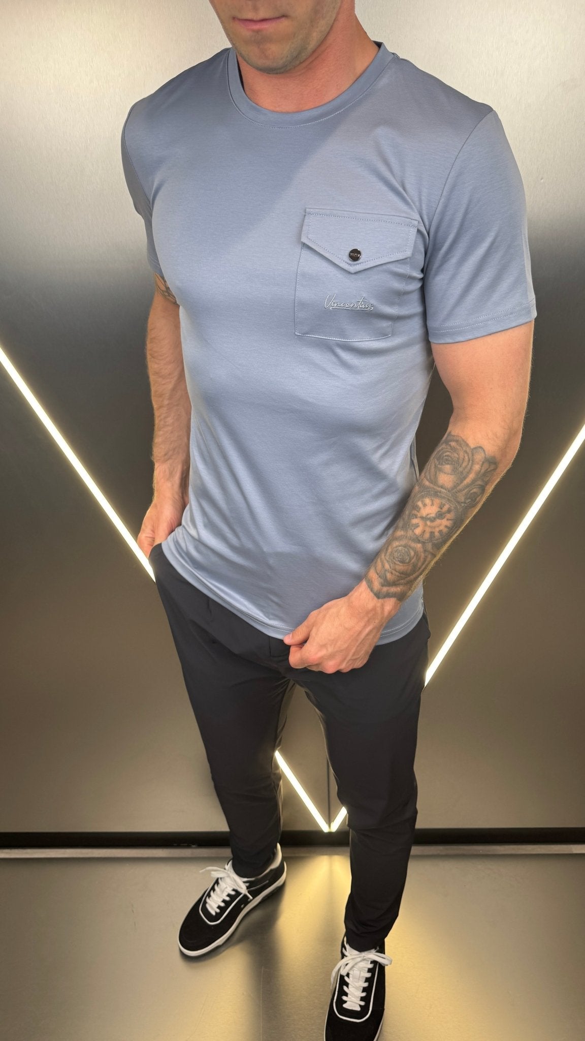 Luxury Mercerised Pocket Logo T-Shirt - Parma - Vincentius
