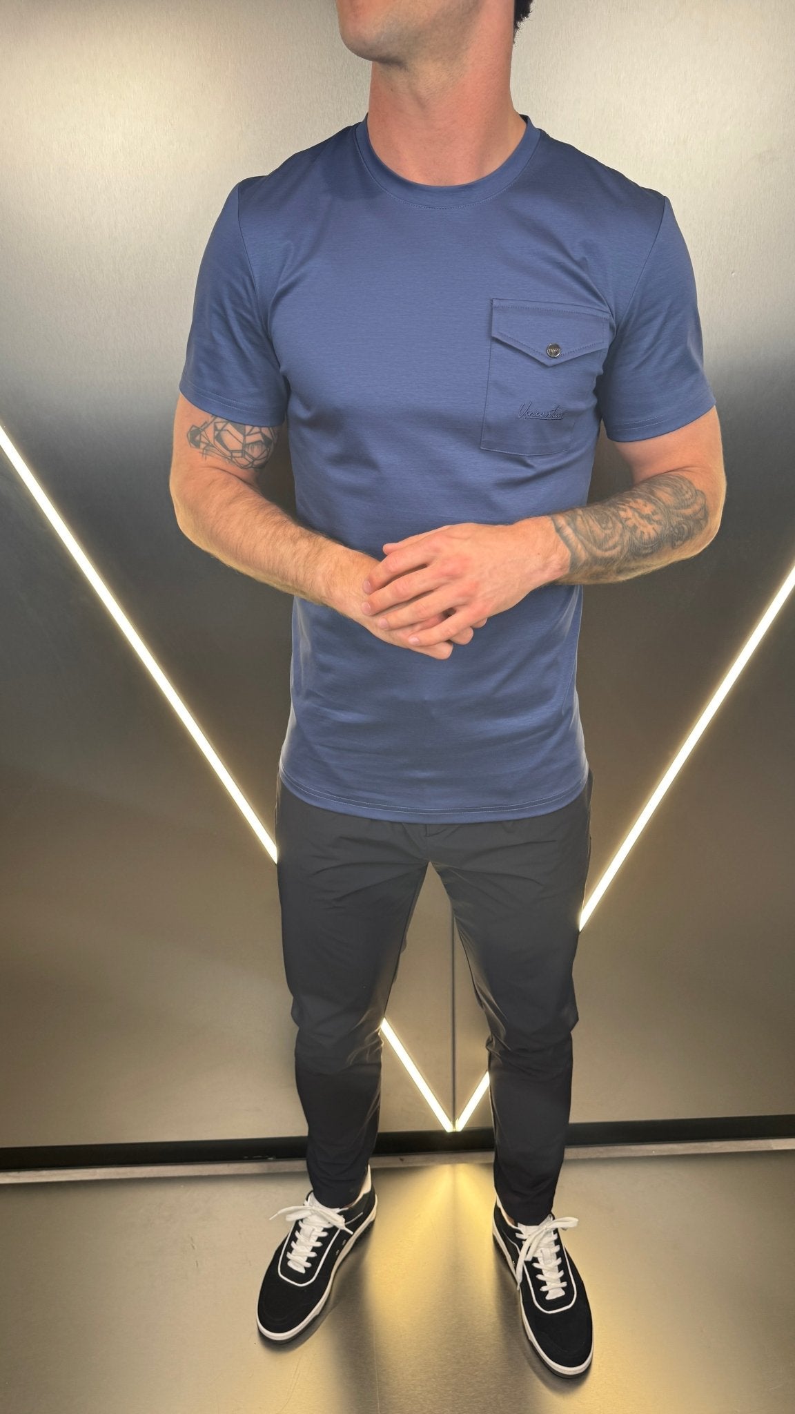 Luxury Mercerised Pocket Logo T-Shirt - Sapphire - Vincentius