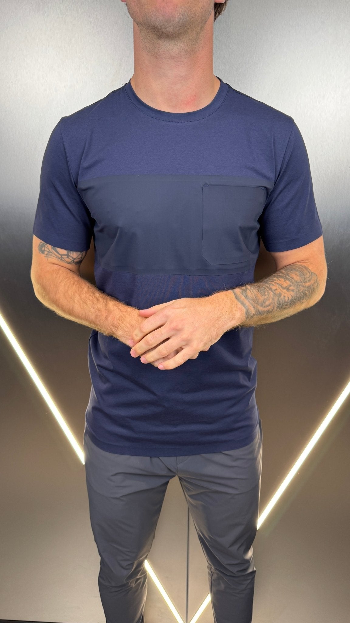 Luxury Vertex Panel T-Shirt - Navy - Vincentius