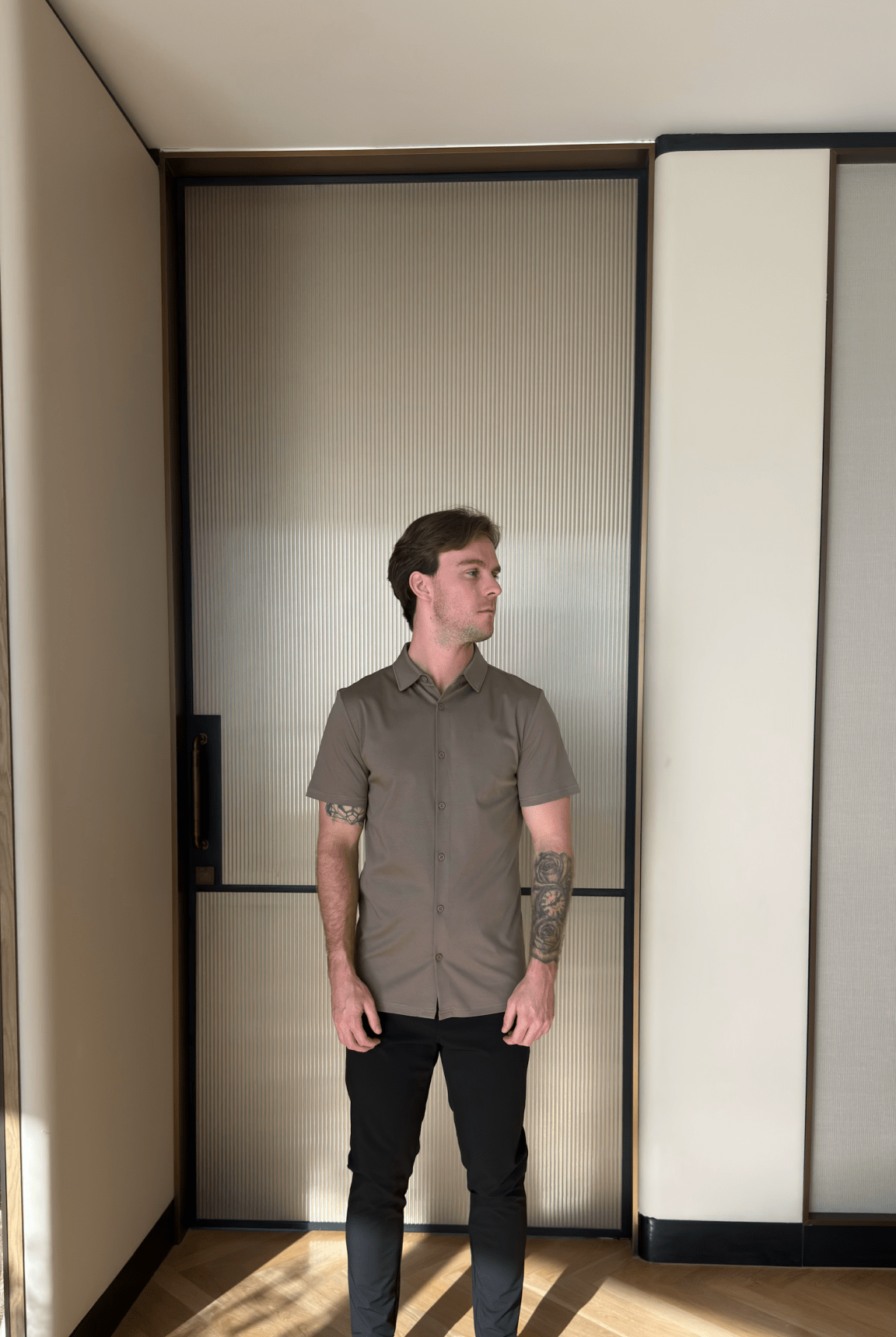 Mercerised Short Sleeve Shirt - Mocha - Vincentius