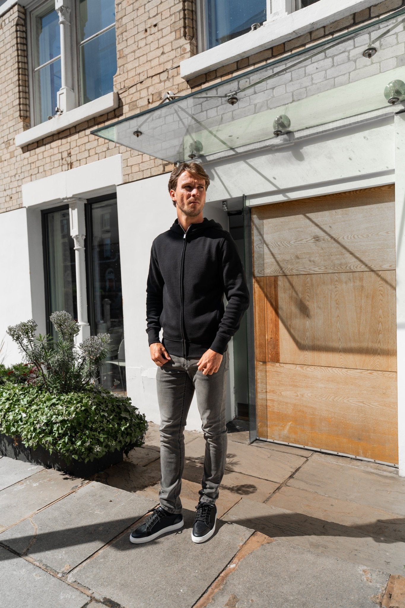 Pique Zip Through Jacket - Black - Vincentius