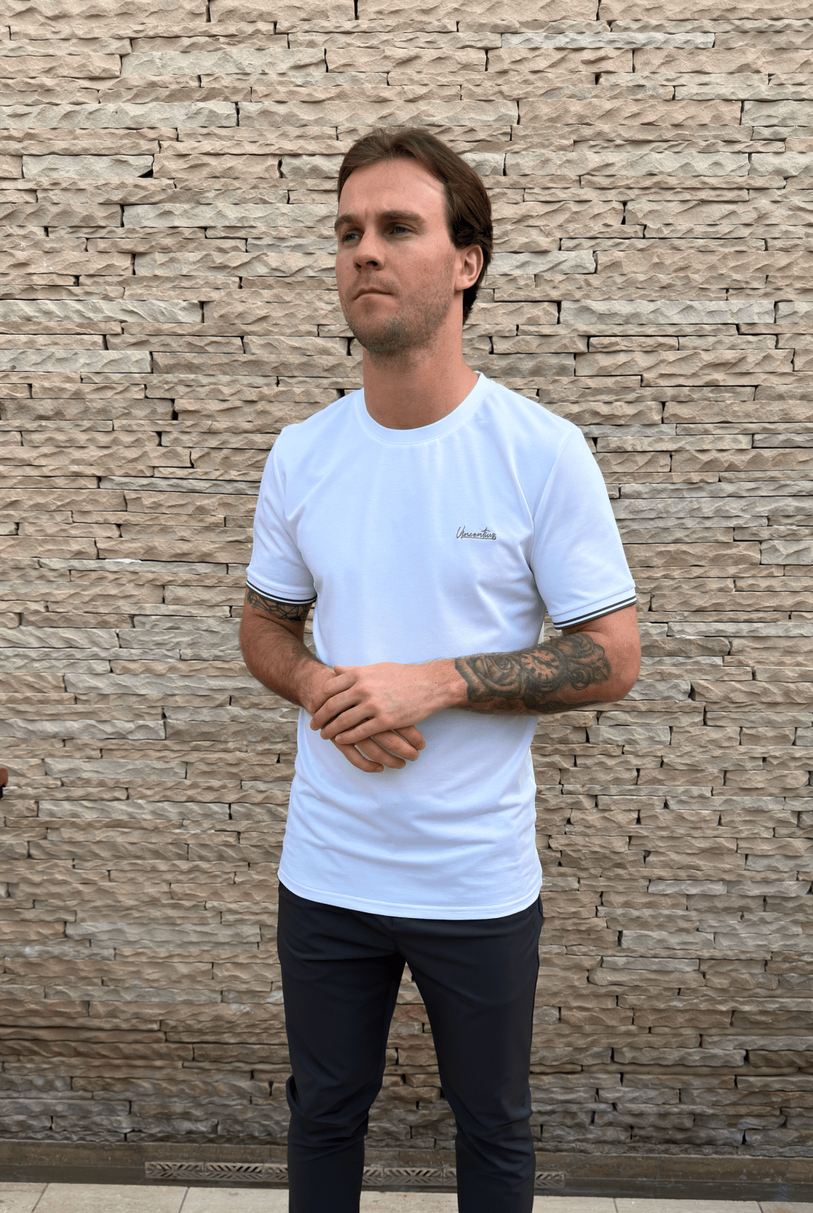 Signature Textured Cotton T-Shirt - White - Vincentius