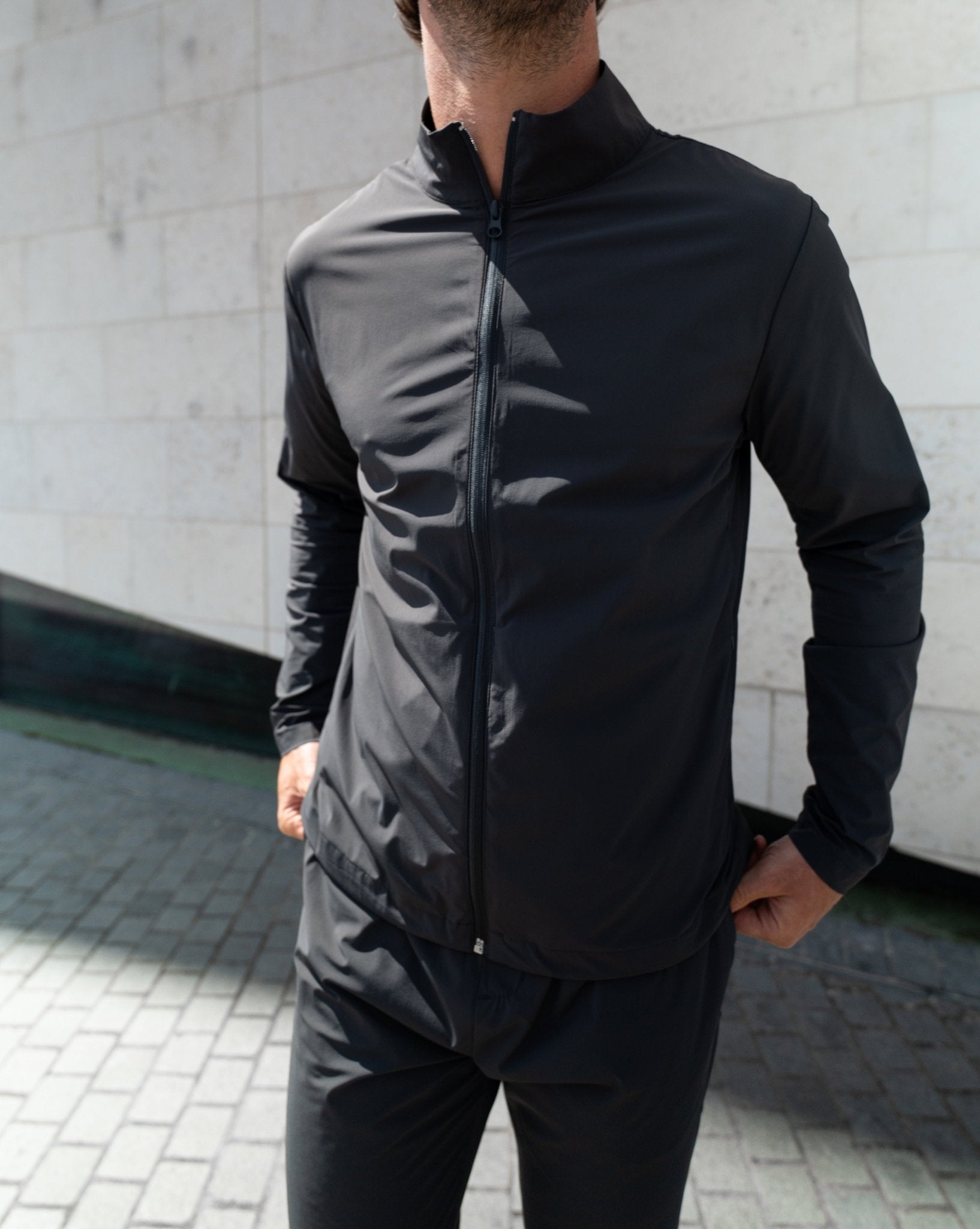 Transitional Mock Neck Jacket - Slate Grey - Vincentius