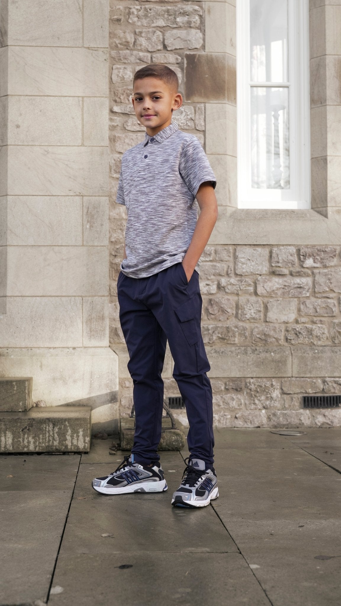 Boys Navy Space Dye Polo V2 - Vincentius