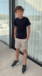 Boy's Striped Cuff T-Shirt - Navy - Vincentius