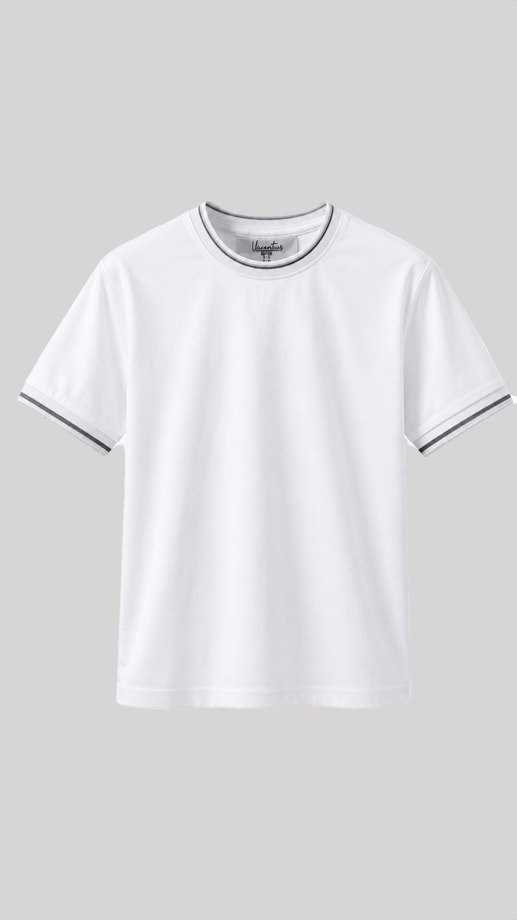 Boy's Striped Cuff T-Shirt - White - Vincentius