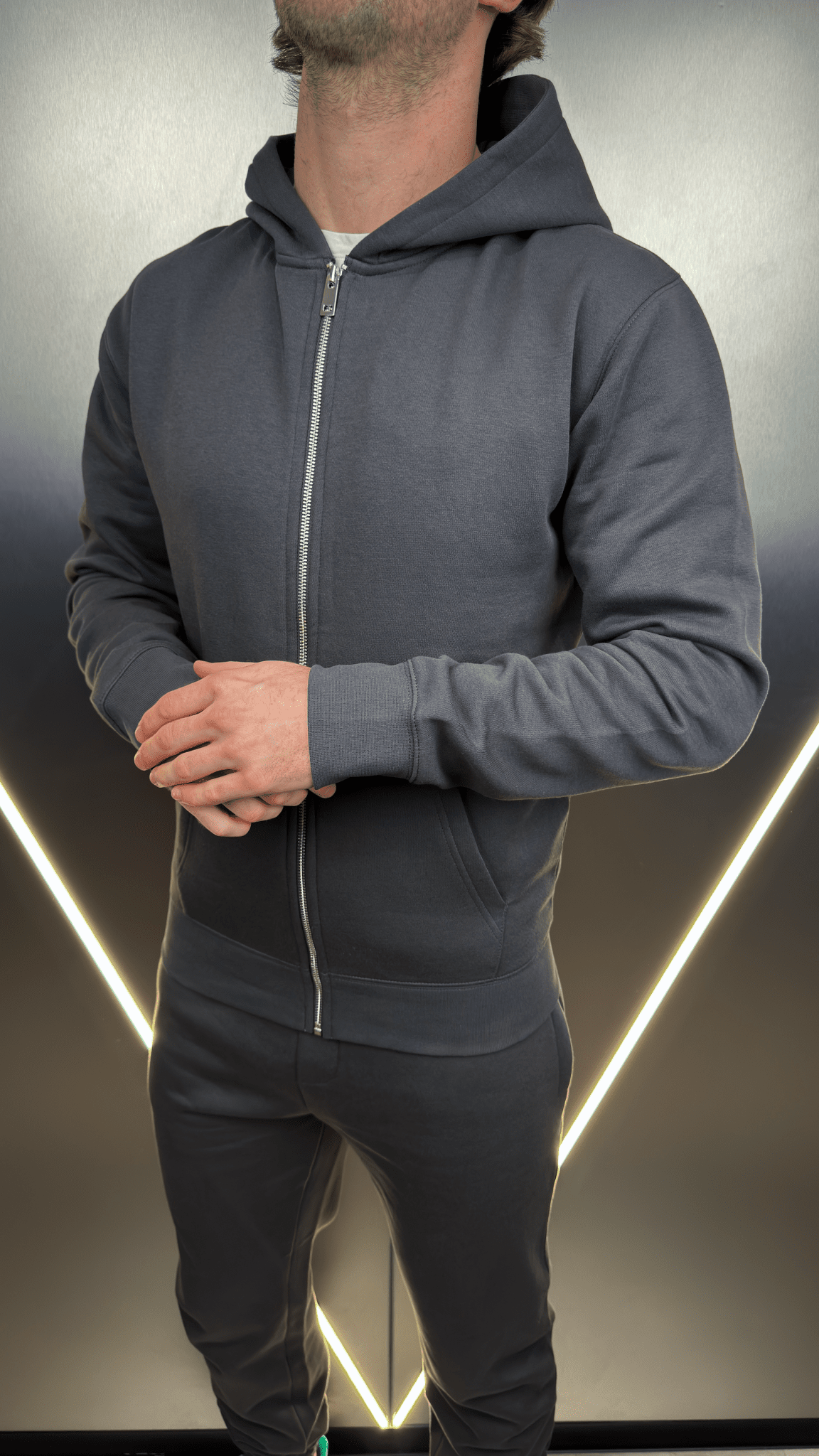 Full Zip Silicone Badge Every Day Tracksuit - Charcoal - Vincentius