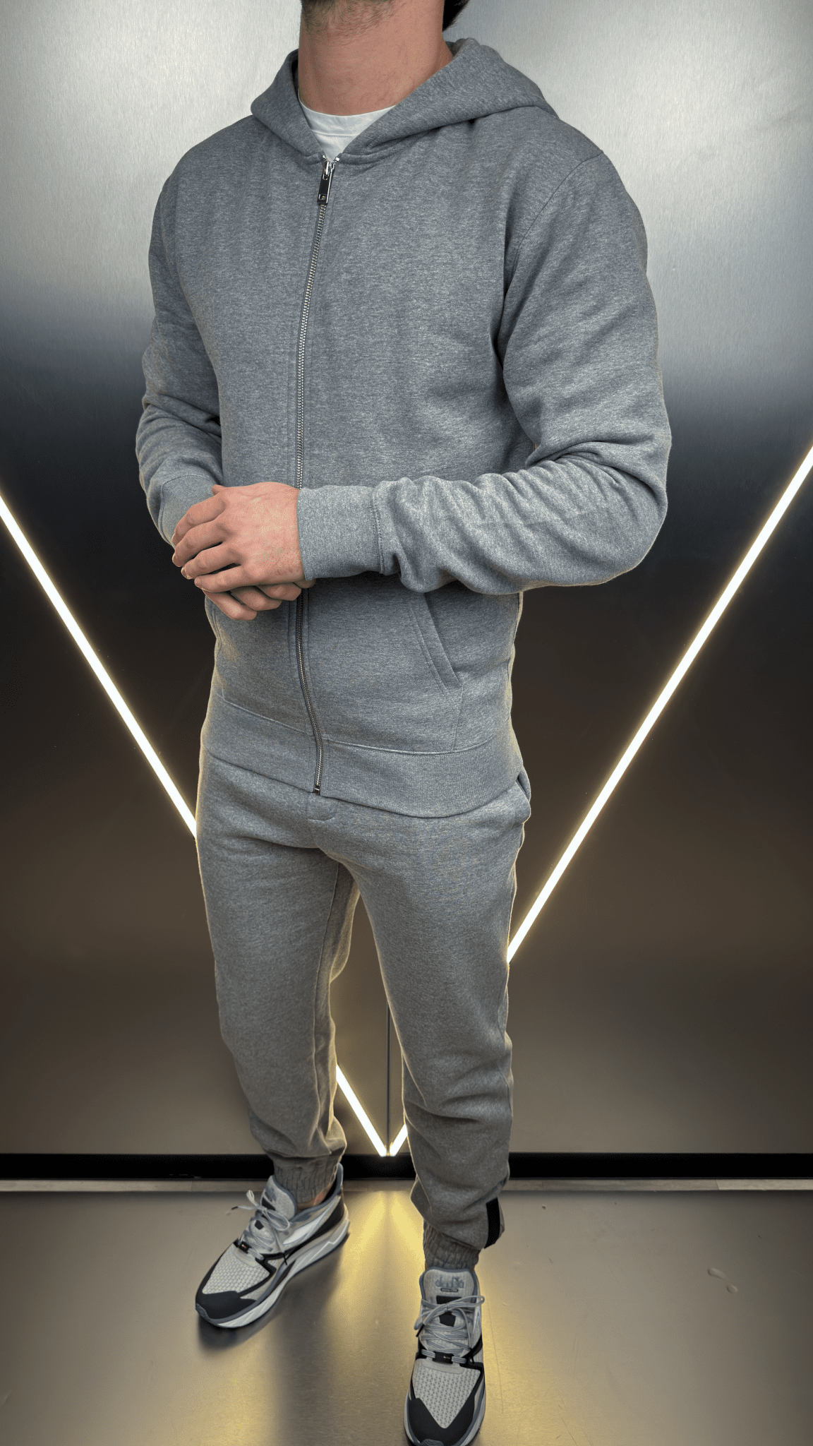 Full Zip Silicone Badge Every Day Tracksuit - Grey Marl - Vincentius