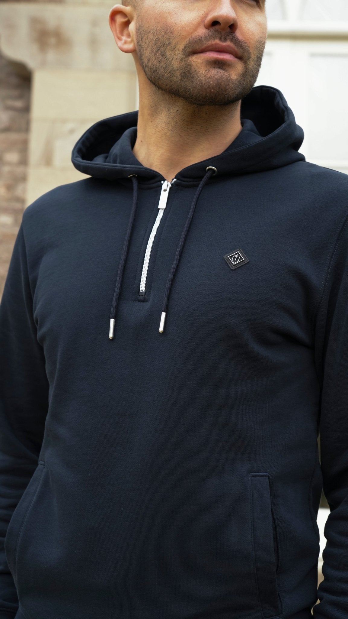 Loopback 1/4 Zip Hoodie - Navy - Vincentius