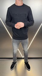 Luxury Boucle Logo Crew Neck Jumper - Black - Vincentius