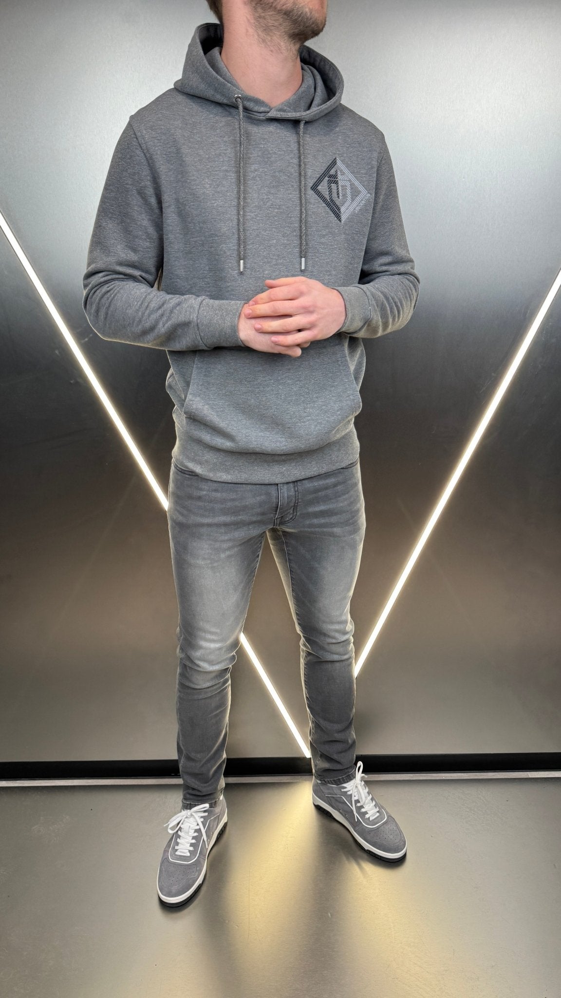 Luxury Double Crest Hoodie - Grey Marl - Vincentius