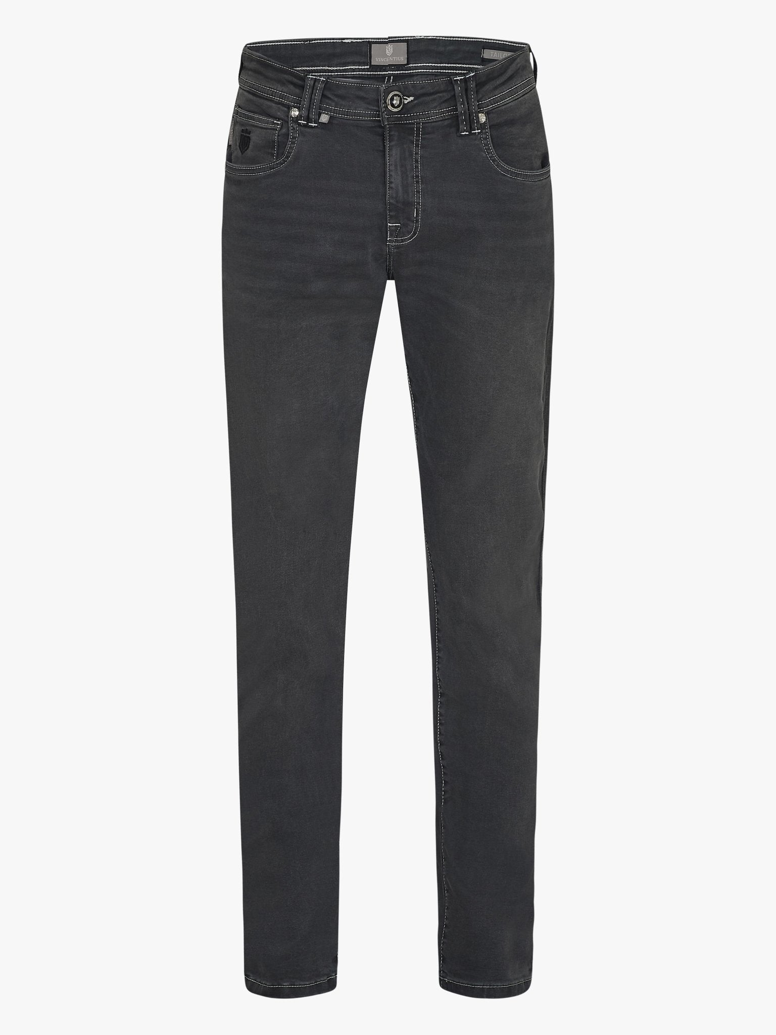 Luxury Edition Tailored Fit Jeans - Mid Grey/Black Patch - Vincentius
