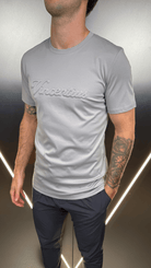 Luxury Embossed Tonal Logo T-Shirt - Ice Grey - Vincentius