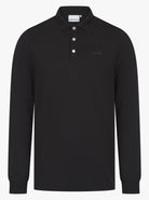 Luxury Long Sleeve Pique Logo Polo - Black - Vincentius