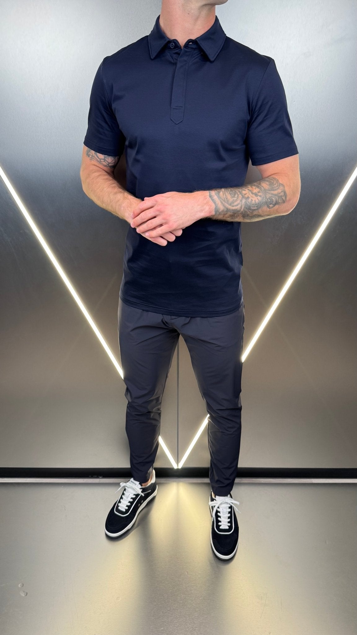 Luxury Mercerised Navy Polo T Shirt - Vincentius