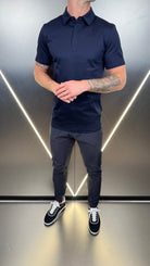 Luxury Mercerised Navy Polo T Shirt - Vincentius