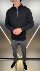 Pique Cotton 1/4 Zip - Black - Vincentius