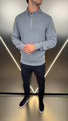 Pique Cotton 1/4 Zip Jumper - Nado Grey - Vincentius