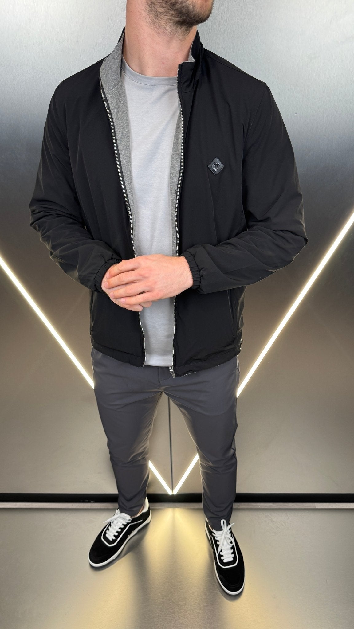 Premium Reverse Jacket - Black/Grey Marl - Vincentius