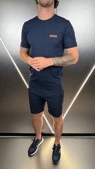 Vincentius Leather logo T-Shirt - Navy - Vincentius